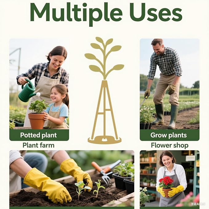 Plant Stem Supports Holder 3pcs Iron Grapple Holder Climbing Plant Stakes for Indoor Plants Upgraded Rock Climbing Home Potting Support Stake Plants Stem Holder for Leaf Stabilization (Flower Goldern)