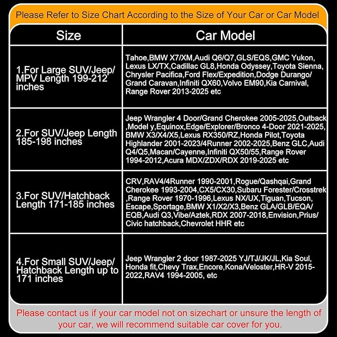 Full Enclosed Car Cover Universal Fit for CRV,RAV4,Rogue,CX5/CX30,Forester/Crosstrek,Lexus NX/UX,Tiguan,Escape,Tucson,Sportage,X1/X2,GLA/GLB, XT4/GT4,Audi Q3,Vibe/Aztek,Prius/Civic Hatchback