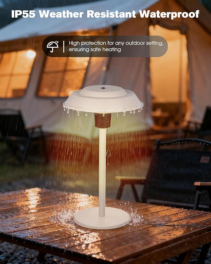Electric Patio Outdoor Heater, 600W/900W/1500W Infrared Tabletop Heaters for Indoor Oudoor Use, IP55 Waterproof, Tip-over & Overheating Protection, Perfect for Garden, Balcony, Garage, Backyard