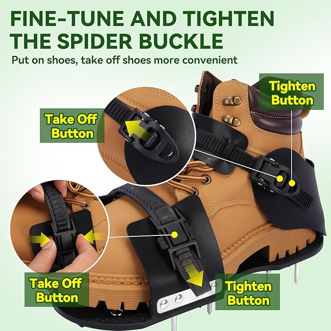 HFH Lawn Aerator Shoes for Grass,Aeration Shoes for Lawn,Spike Shoes for Lawn Aerating (Buckle)
