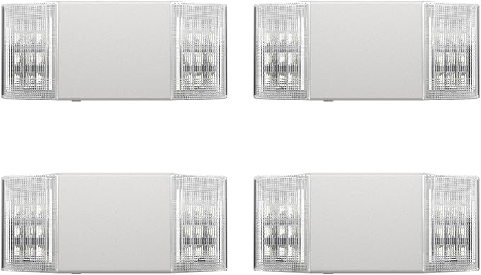 Spectsun 4 Packs Hardwired Emergency Exit Light Fixtures for Business, with Battery Backup, Two Head Adjustable LED Emergency Lighting, UL 924 Certified,AC 120/277V.