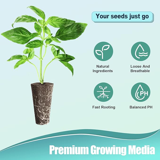 100pcs Square Pods for Hydroponics Growing System, 50pcs Square Grow Sponges with 50pcs Pods Labels, Supplies Replacement, Compatible with IDOO, QYO, LYKO