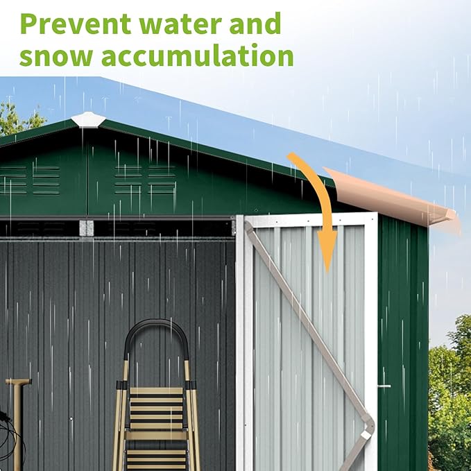 8x10FT Heavy-Duty Metal Storage Shed with Apex Roof, Outdoor Garden Shed with Hinged Door, Steel Vents & Free Padlock, Weatherproof Tool Shed for Backyard, Lawn Equipment & Bike Storage