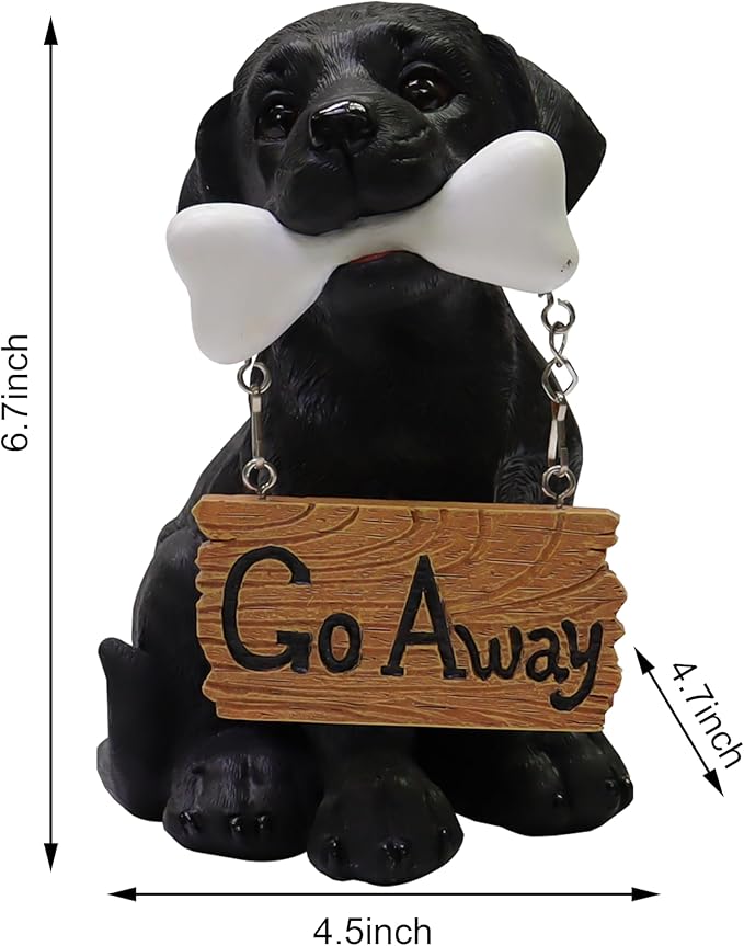 Nature's Mark Black Labrador Retriever Dog Puppy Statue with Welcome Sign Resin Garden Statue Decor 6.7" H