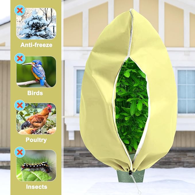 DQS 4 Pack Plant Covers Freeze Protection, 31.4" x47.2" Winter Frost Protection Blankets Frost Cloth,Suitable for Outdoor Winter Frost, Cold Weather, shrubs, Trees, Jackets, and coverings