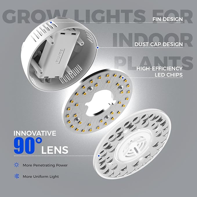 Barrina Orbgrow OG09 Puck Grow Light, 5000K 54W(6 x 9W, 810 Watt Equiv), Full Spectrum Plant Light for Indoor Plants, Magnetic & Linkable with Timer, 5 Levels Dimmable for Plant Shelf, 6 Packs