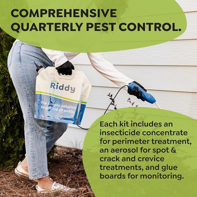 Riddy Pest Pro Kit, Effective Against 100+ Bugs, Includes Rechargeable Sprayer, Traps, Gloves & Tips Guide, Long-Lasting Barrier for Unwanted Pests Professional-Grade Treatment