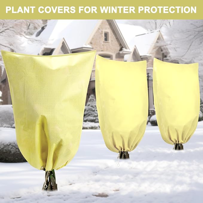 DQS 3 Pack Plant Covers Freeze Protection, 19.6" x 39.3" Winter Frost Protection Blankets Frost Cloth,Suitable for Outdoor Winter Frost, Cold Weather, shrubs, Trees, Jackets, and coverings