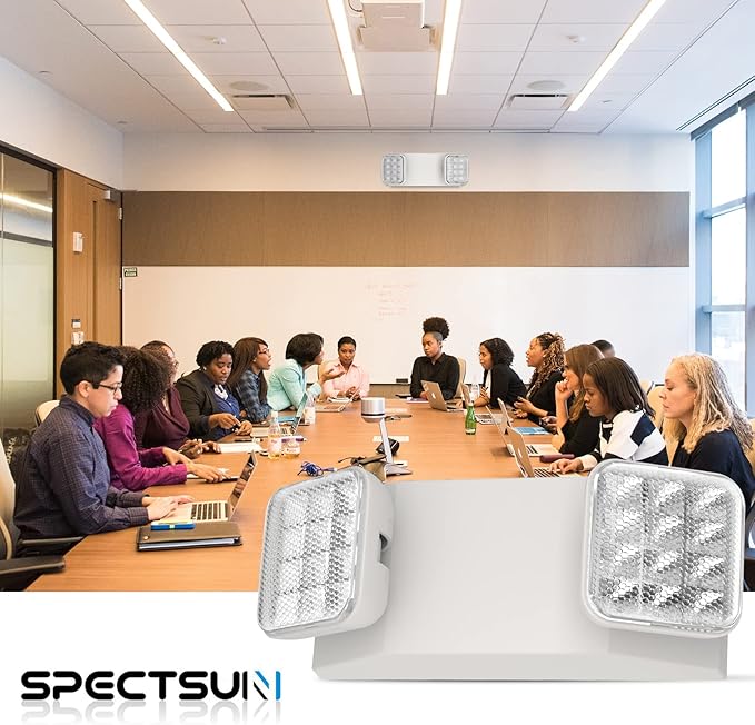 6 Packs Led Emergency Lights for Business, with Battery Backup,Hard Wired, UL 924 Certified,AC 120/277V,Two Head Adjustable LED Emergency Lighting.