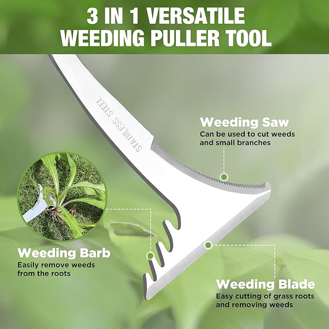 WORKPRO Crack Weeder, 12.5" Stainless Steel Crevice Weeding Tool with Soft Handle, L-Shaped Side-Walk Weed Removal Scraper, for Garden Lawn Yard Patio Terrace Paving Garden Hand Tool