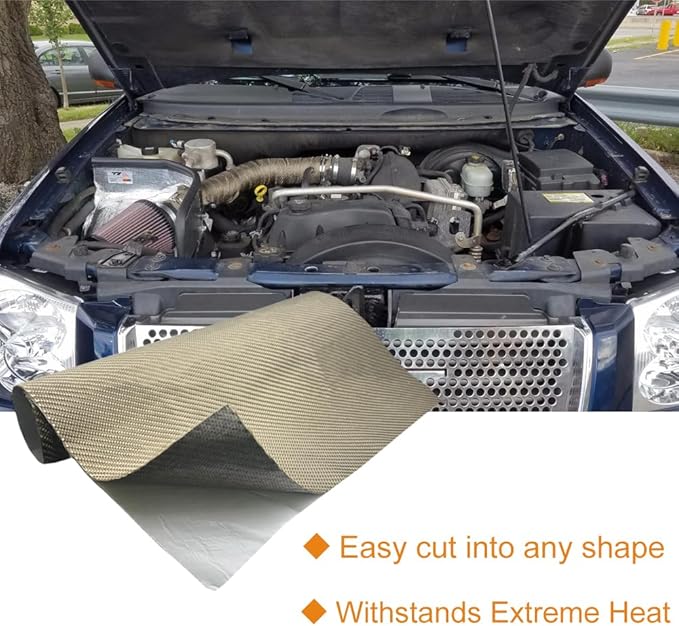 Titanium Thermal Barrier Adhesive Backed Heat Blanket Heat Shield Mat 12'' X 24'' for wall behind grill, fireplace kitchen cabinet 2500 Degrees Fire Pit Mat Fireproof Grill Pad