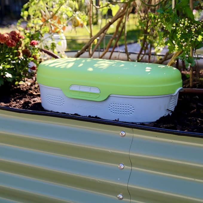 Vego Garden In-Ground Worm Composter Outdoor Farm Compost Bin 8 Gallons BPA-Free Composting System for Raised Garden Beds, Lime