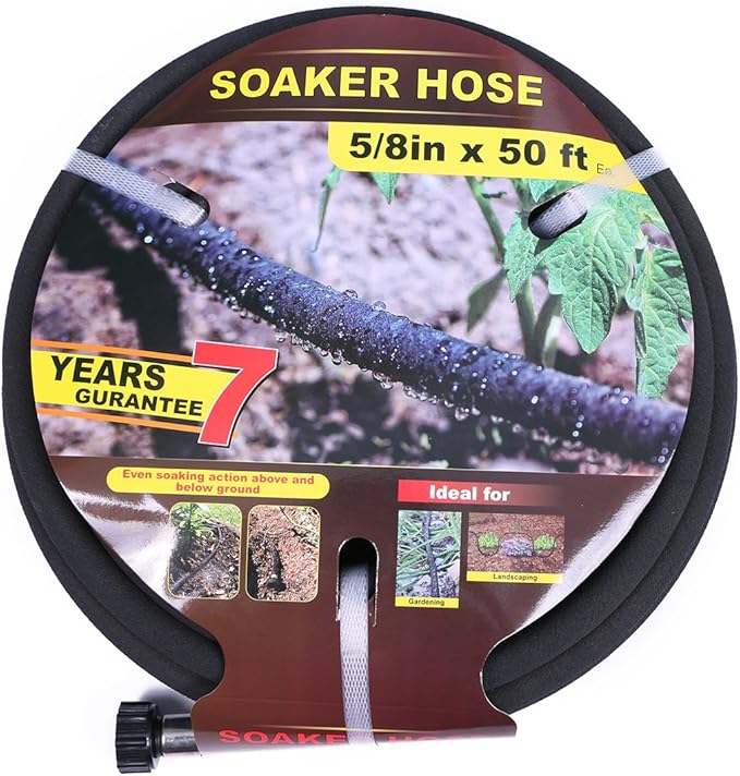 Soaker Hose 50ft Saves 70%Water Perfect Delivery of Water Great for Garden Flower Bed (5/8inch-50ft)…
