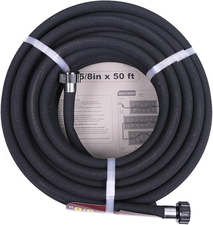 Soaker Hose 50ft Saves 70%Water Perfect Delivery of Water Great for Garden Flower Bed (5/8inch-50ft)…