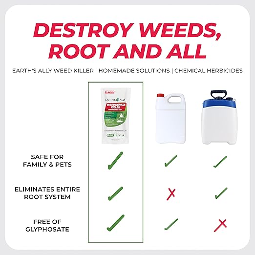 Earth's Ally Weed and Grass Killer Concentrate 20 oz | Safe, Pet-Friendly Natural Weed Control Spray for Patios, Driveways & Sidewalks, Makes 1 Gallon
