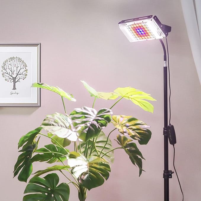 LBW Grow Light with Stand, Full Spectrum LED Plant Light, Floor Grow Lamp with 63" Adjustable Tripod, 4H/8H/12H Timer, 6 Dimmable Brightness, Ideal for Tall Plants