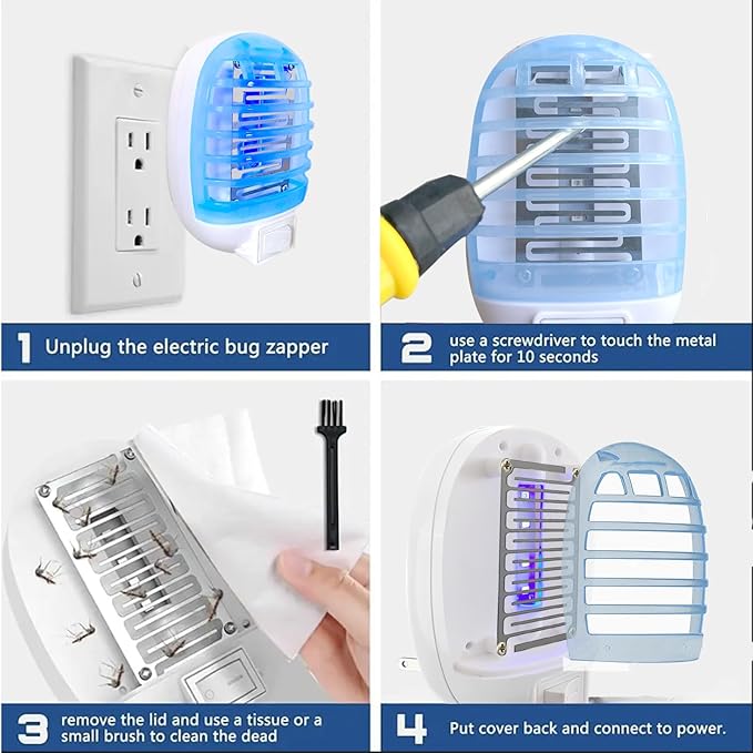 Bug Zapper Indoor,Fly Traps,Flying Insects,Electronic Insect Killer Fly Insect Trap Plug-in Mosquitoes Killer Mosquito Zapper with Blue Lights for Living Room,Kitchen,Bedroom,Office (6Packs)