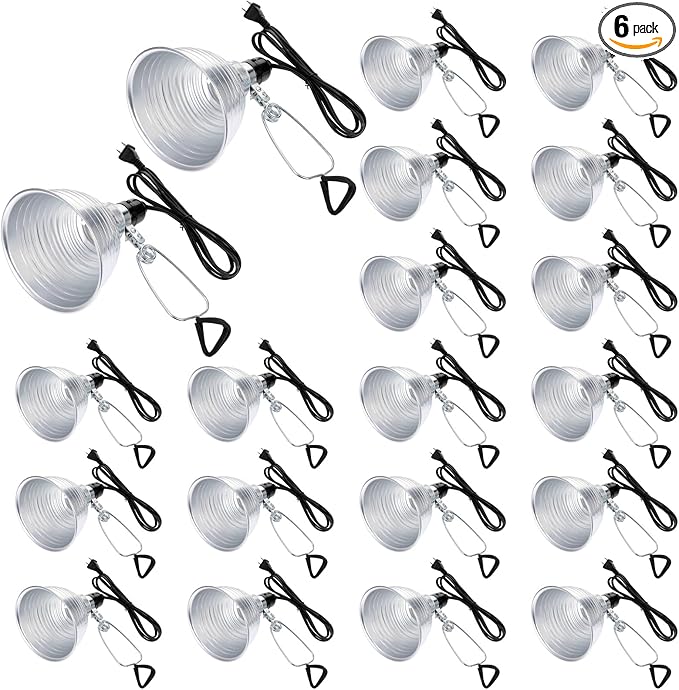Macarrie 20 Pcs Adjustable Clamp Lamp Light with Aluminum Reflector Up to 150 Watt (No Bulb Included) E26 Socket SPT-2 18awg 6FT Cord(5.5 Inch)
