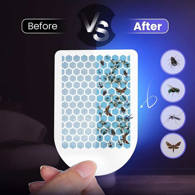 LiBa Fruit Fly Traps for Indoors, Flying Insect Trap for Indoors, Light Trap Captures Fruit Flies, Gnats and Houseflies, Plug-in Mosquito Killer Indoor Gnat Moth Catcher with 3 Refills