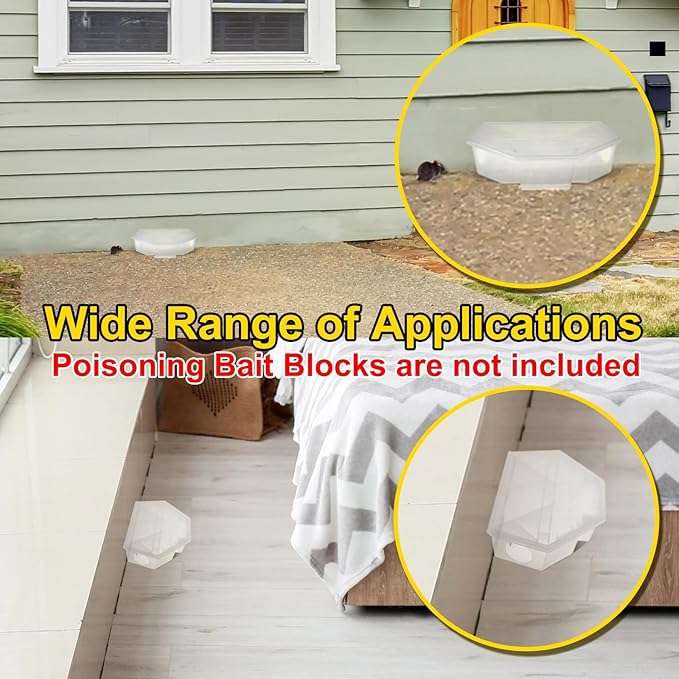 Qualirey 2 Pcs Rat Bait Station with Keys 13.58 x 8.98 x 3.35 Inch Rodent Station Rat Traps, Keeps Children and Pets Safe Indoor and Outdoor, Bait Not Included (Translucent)