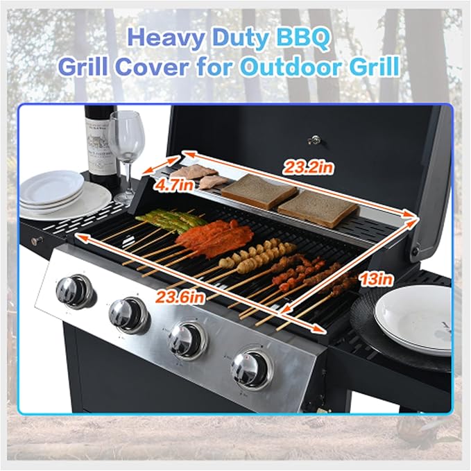 BBQ Grill, 4-Burner Stainless Steel BBQ Grill, 34,000 BTU with Shelves, Lid, Wheels, & Bottle Opener β Portable Outdoor Patio Grill for Backyard & Garden