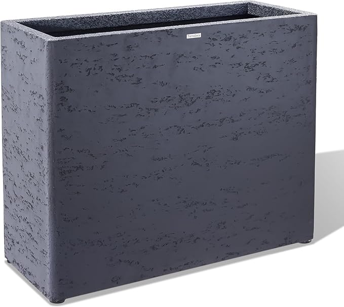 Tall Rectangular Composite ConcretePlanter(30Lx12Wx25H,66 Pounds),Durable All-Weather Use with Drainage Holes,Large Rectangular Planter for Outdoor Indoor Plants