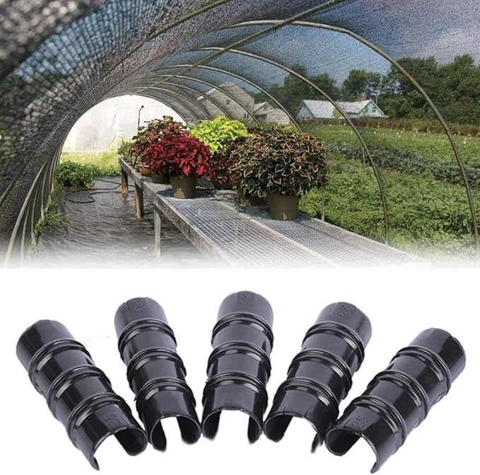 60PCS Greenhouse Clips 1 1/4 Inch Greenhouse Clamps Black Plastic Clamps Garden Buildings Tube Clips for PVC Pipe Greenhouse Films, Sunshade Nets, Row Covers, Shelters, Farming, Gardening