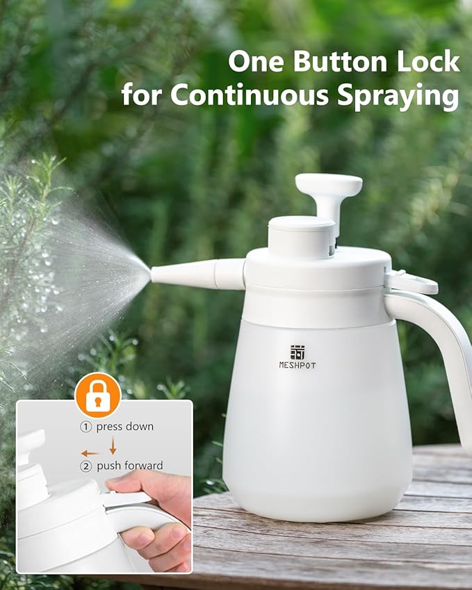 0.4 Gallon Garden Pump Sprayer, Easy to Fill with One Finger, 50 oz Small Water Sprayer Provide 3 Spraying Patterns, Handheld Weed Sprayer with Pressure Release Valve (1.5L White)