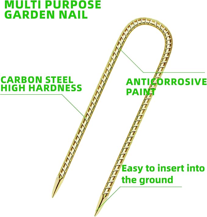 11 Pack 12 Inch Rebar Stakes Anti-Rust Galvanized Steel U Shape Hook Strong Ground Anchors for Tents, Position Kits, Fences, Trampolines Landscape Fabric for Farm Garden