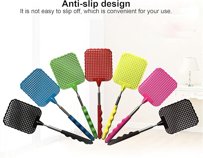 Wosune Retractable Fly Racket, Fly Swatter Retractable with Stainless Steel Rod for Home for Office for Outdoor for Camping