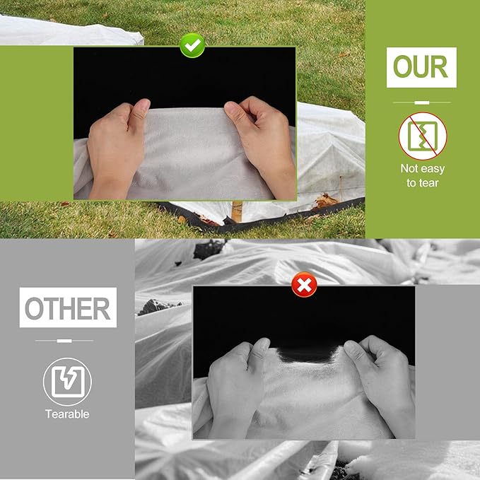 Plant Covers Freeze Protection, 10X50FT Reusable Thickened Winter Floating Row Covers, Frost Cloth Blanket Shade Cloth Garden Fabric Plant Cover for Raised Beds Vegetables Insect Winter Frost