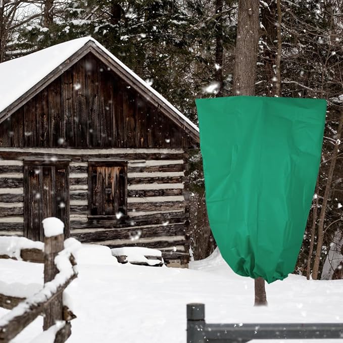2 Pack Winter Plant Covers Freeze Protection - 23.6"×31.5" Winter Frost Protection Bags for Outdoor Plants with Drawstring, Reusable Anti-Freeze Cloth for Garden & Potted Plants