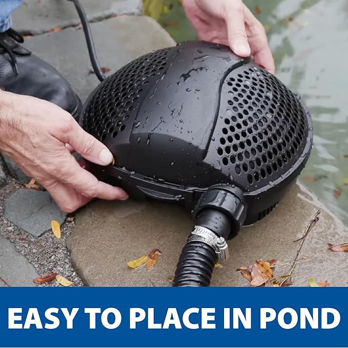 The Pond Guy SolidFlo G2 Submersible Pump for Small Ponds, Water Gardens & Waterfalls, Quiet, Durable, and Efficient Flow, Easy DIY Setup, 600 GPH