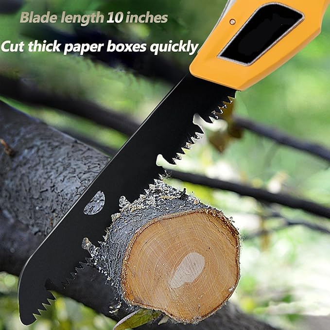 14-inch folding saw, sharper blades, outdoor and camping saws, hunting/bone saws, handling firewood, fire pit lumber, lawn and garden work, pruning trees and shrubs, easy to use and store