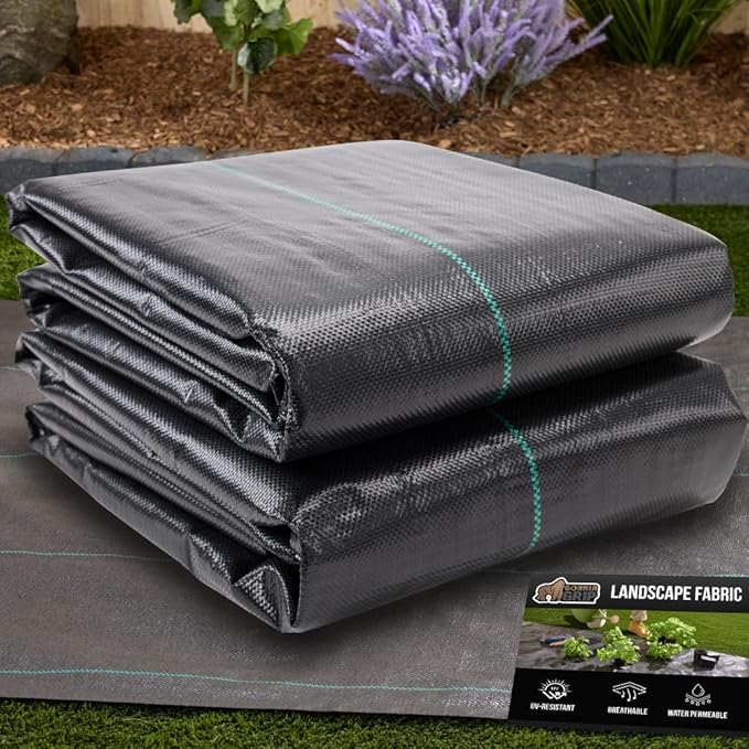 GORILLA GRIP 3 FT x 50 FT Powerful Weed Barrier Landscape Fabric, Durable Tear Resistant Blocker, Permeable UV Resistant Fabrics for Landscaping Outdoor Garden Bed, Ground Mulch, 3.2oz Woven