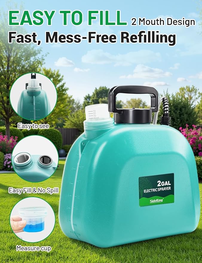 Battery Powered Sprayer 2 Gallon, 7.4V Powful Electric Pump Sprayer in Lawn and Garden with 32'' Wand, Backpack Weed Sprayer for Yard, Fertilizer