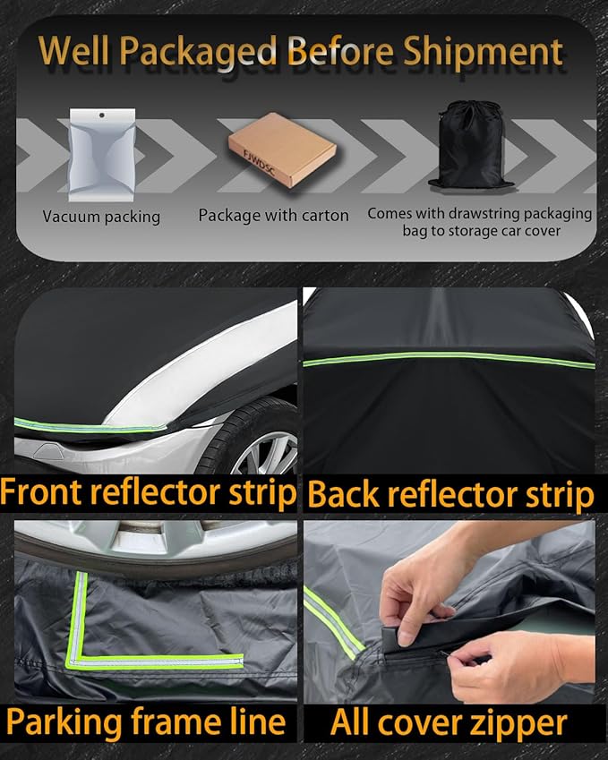 Full Enclosed Car Covers Universal Fit VW Beetle/Golf,Porsche Boxster,350z/370z,Audi TT/A3,BMW Z4,Supra A90/Integra,BRZ,Mini Cooper Clubman Sedan/Coupe/Cabrio/Hatchback Length 165-177 inches
