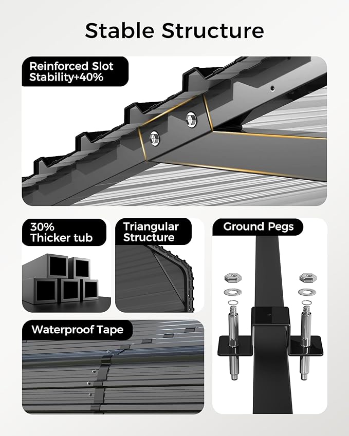 10x15FT Heavy Duty Metal Carport with Galvanized Steel Roof - All-Weather Car Shelter for Cars, Trucks, Boats, Reinforced Frame, Enhanced Base, Metal Car Port Garage