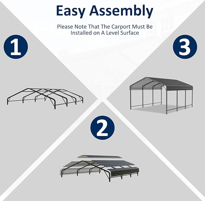 10x15 Metal Carport Carports with Enhanced Base Heavy Duty Garage Outdoor Galvanized Car Shelter for Car, Boats and Truck
