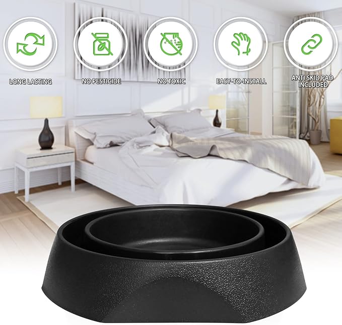 Bed Bug Interceptors with Anti Skid Pads | Bed Bug Traps and Detectors for Bed (Black-8 Pcs)