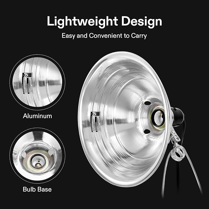 VIVOSUN 4 Pack Clamp Lamp Light with Detachable 8.5 Inch Aluminum Reflector up to 150 Watt E26 Socket (No Bulb Included), 6 Feet Cord, UL Listed
