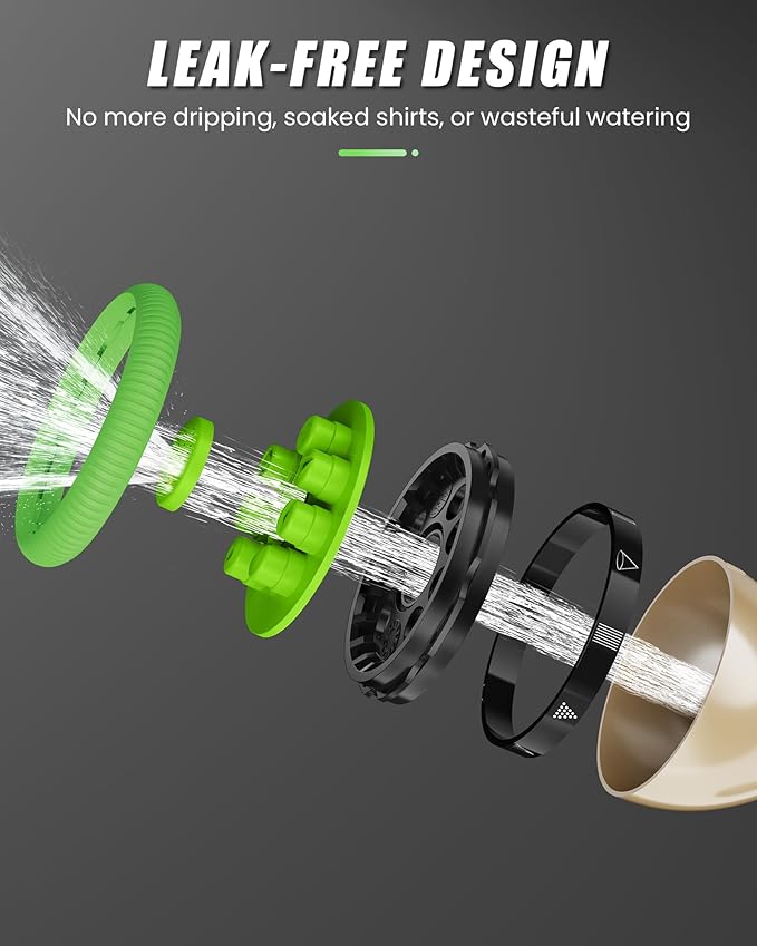 RAINPOINT Garden Hose Nozzle, Heavy Duty Metal Water Hose Sprayer Nozzle with 9 Adjustable Spray Patterns, High Pressure Hand Sprayer for Watering Plants, Lawns, Car and Pet Washing (1, Green)