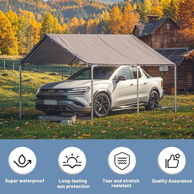 Carport Canopy 12x20 Heavy Duty, Waterproof Car Canopy, Tear Resistant Car Tent, Sun Resistant Car Port, for Garage Covering Family Vehicle Business Events Outdoor Deck(Without Frame)