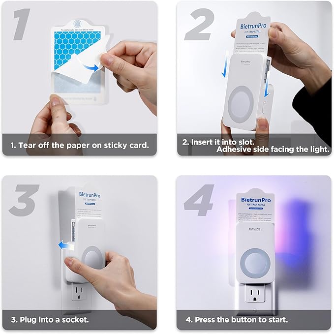Fly Traps Indoors(1 Device+5 Refills), Gnat Traps for House Indoor with Night Light, 3-in-1 UV/Blue/Yellow Light Plug-in Flying Insect Traps, Fruit Fly Killer, NAT Killer, Get Rid of Gnat Infestation