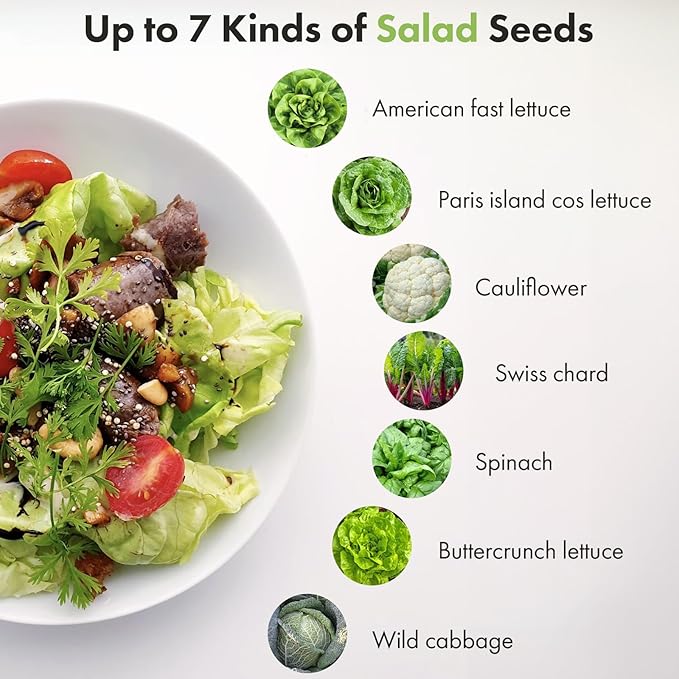 12 Pods Salad Greens Seed Pod Kit for AeroGarden, idoo Hydroponic Growing System Include American Fast Lettuce, Paris Island Lettuce, Cauliflower, Spinach, Buttercrunch Lettuce, 400+ Seeds