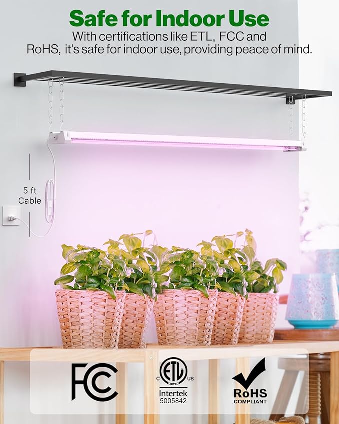 Sunco 4FT LED Grow Light for Indoor Plants 40W, Full Spectrum, Hanging Suspended Fixture, Linkable, Plug in, Greenhouse Year Round for Indoor Plants Seedlings Vegetables Flowers 2 Pack.