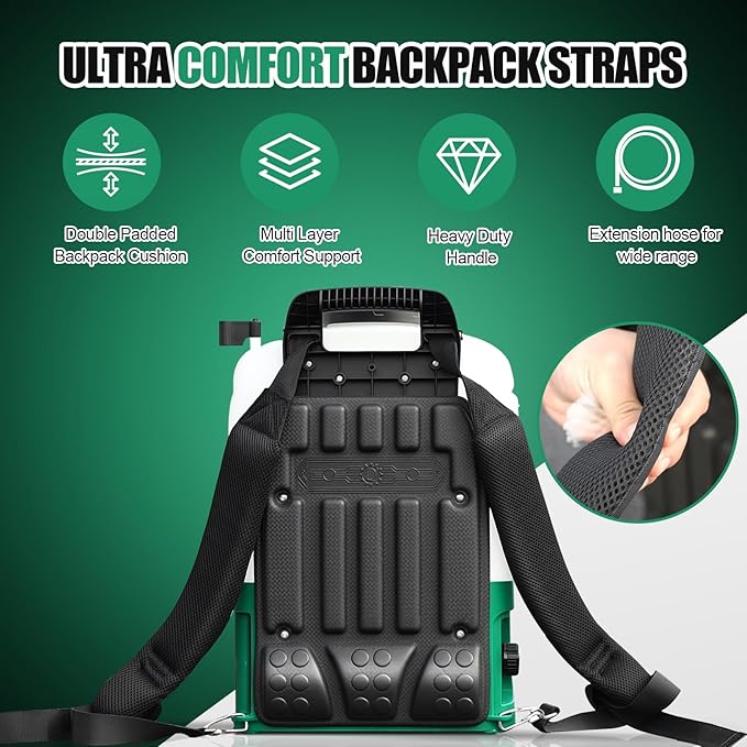 Battery Powered Backpack Sprayer 4 Gallon– No Leak & Padded Straps Electric Weed Sprayers in Lawn and Garden, 100PSI Power Sprayer with 41'' Telescopic Wand and 5 Nozzles, Translucent White