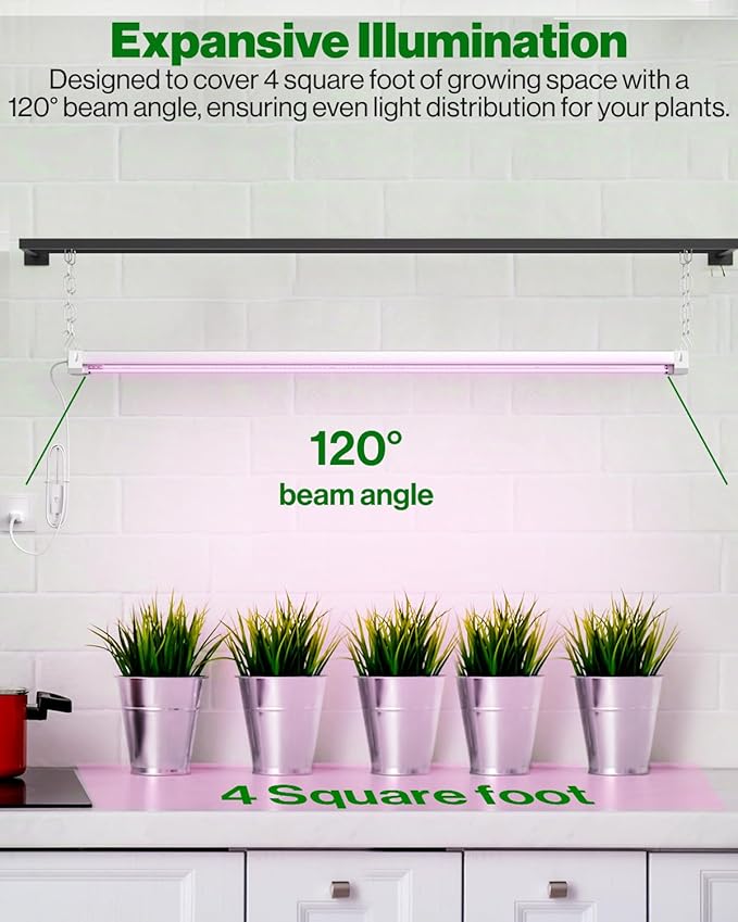 Sunco 4FT LED Grow Light for Indoor Plants 40W, Full Spectrum, Hanging Suspended Fixture, Linkable, Plug in, Greenhouse Year Round for Indoor Plants Seedlings Vegetables Flowers 2 Pack.