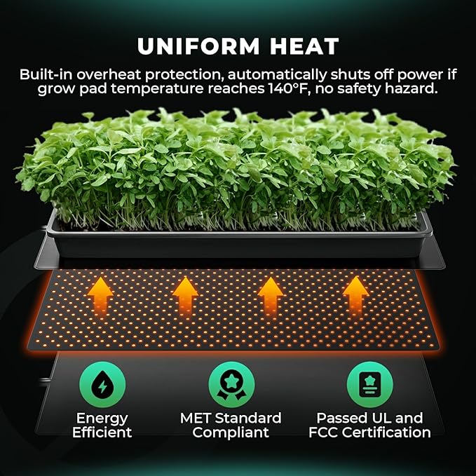 MARS HYDRO 10''x 20.75'' Seedling Heat Mat with Thermostat Combo Set,Heating Pad for for Germination, Indoor Gardening, Greenhouse
