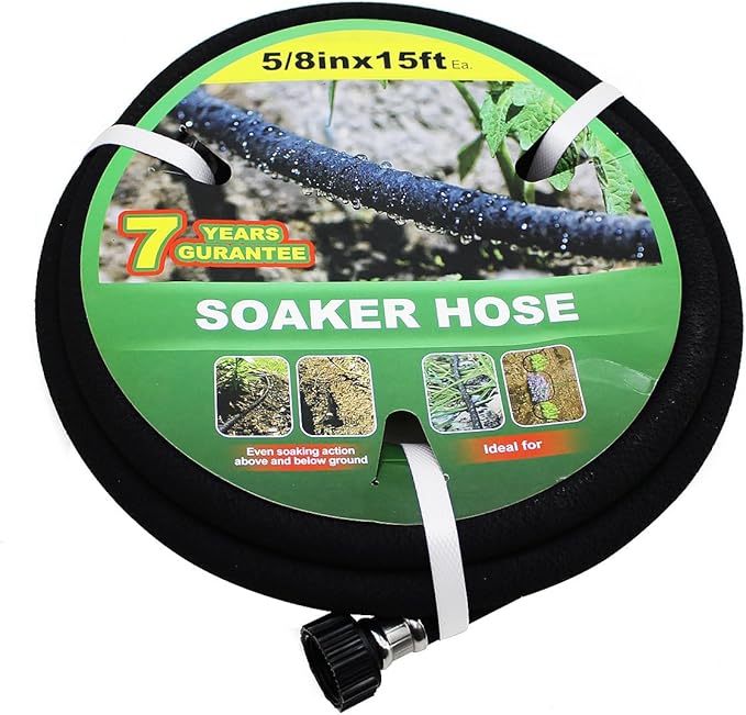 Soaker Hose 15ft Saves 70%Water Perfect Delivery of Water Great for Garden Flower Bed (5/8inch)… (5-8-15ft)